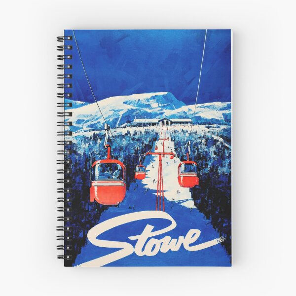Item preview, Vintage Ski Poster | Mid-Century Travel Art | Gondola Lift System | Stowe Resort | Blue & White Winter Scene | Skiing Decor designed and sold by artofuniverse.
