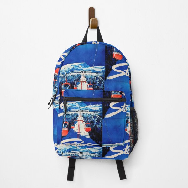 Item preview, Vintage Ski Poster | Mid-Century Travel Art | Gondola Lift System | Stowe Resort | Blue & White Winter Scene | Skiing Decor designed and sold by artofuniverse.