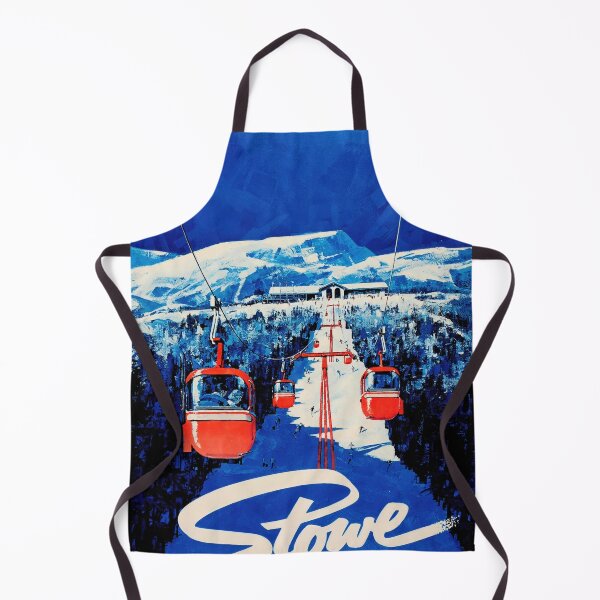 Item preview, Vintage Ski Poster | Mid-Century Travel Art | Gondola Lift System | Stowe Resort | Blue & White Winter Scene | Skiing Decor designed and sold by artofuniverse.