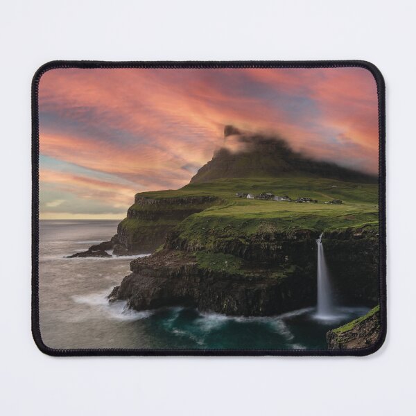 Item preview, Múlafossur Waterfall – Magical sunset in the Faroe Islands designed and sold by Mauswohn.