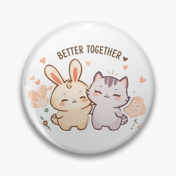 Item preview, Better Together - Bunny Cat Couple Valentine Sticker designed and sold by OrikuStudio.