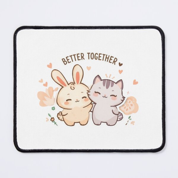 Item preview, Better Together - Bunny Cat Couple Valentine Sticker designed and sold by OrikuStudio.