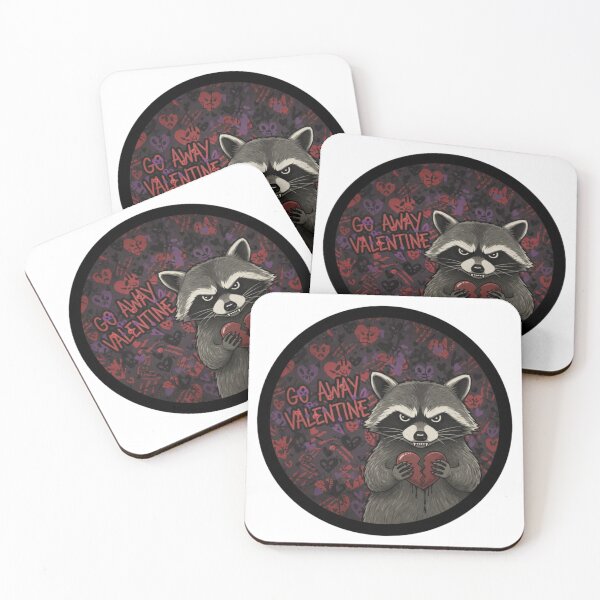 Item preview, Go Away Valentine – Dark Funny Raccoon Sticker designed and sold by Imaginarium of Chaos falcon88 .