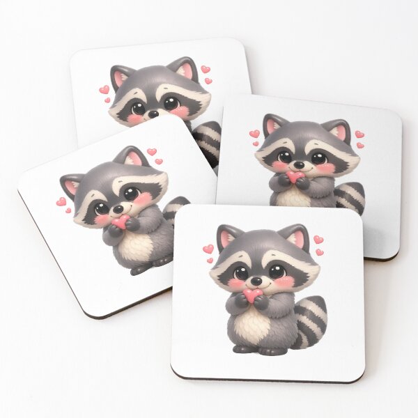 Item preview, Cute Shy Raccoon Holding A Heart | Kawaii Valentine's Day Art designed and sold by Moons Studio.