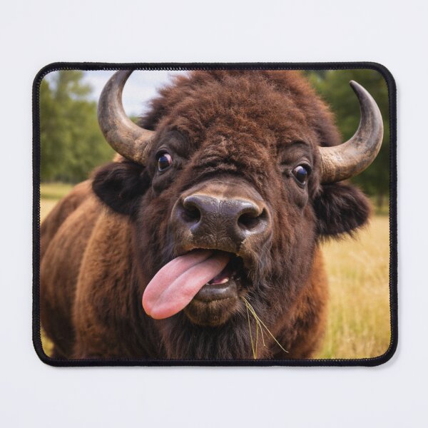 Item preview, Funny Bison with Tongue Out – Wild Buffalo Art designed and sold by Darlin8888.