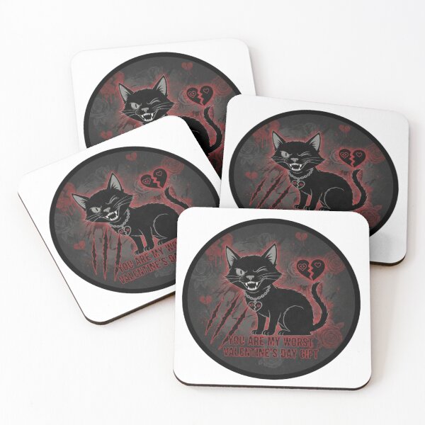 Item preview, You Are My Worst Valentine’s Day Gift – Dark Funny Cat Sticker designed and sold by Imaginarium of Chaos falcon88 .