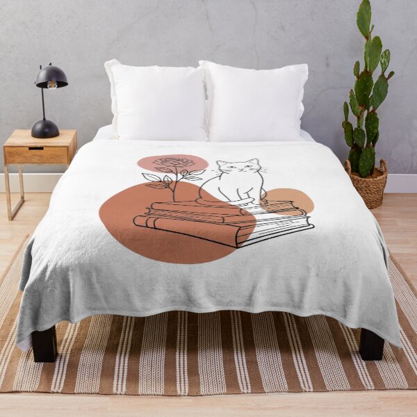 Item preview, Minimalist Line Art Cat on Books with Rose designed and sold by EverBranz-stor.