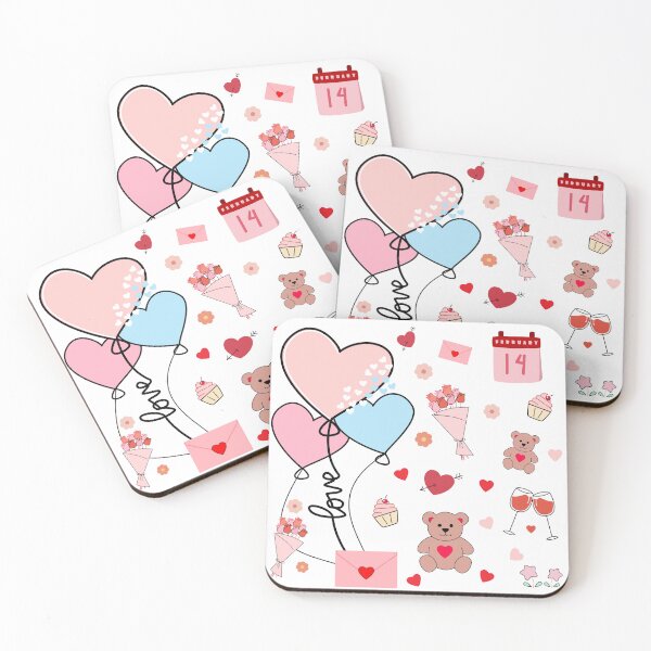 Item preview, Cute Romantic Valentine Pattern Illustration with Hearts, Flowers, Love Letters and Sweet Treats designed and sold by Lu7u.