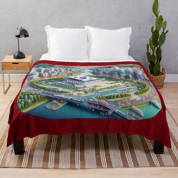 Item preview, Views Around Cheongnyangni Two Most Beautiful City Landscapes Label with Korean Flag designed and sold by PaintMeWorld.