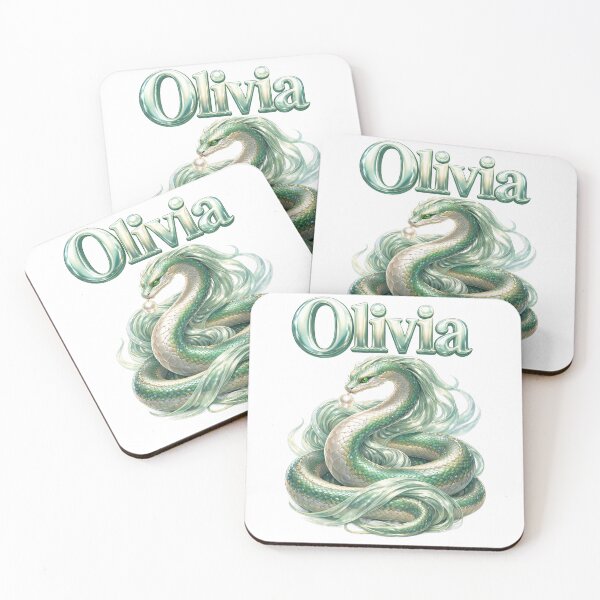 Item preview, Olivia Snake Chinese Zodiac — Year of the Snake Eastern Horoscope Name Design | Elegant Mystic Art designed and sold by AlexLineArt.