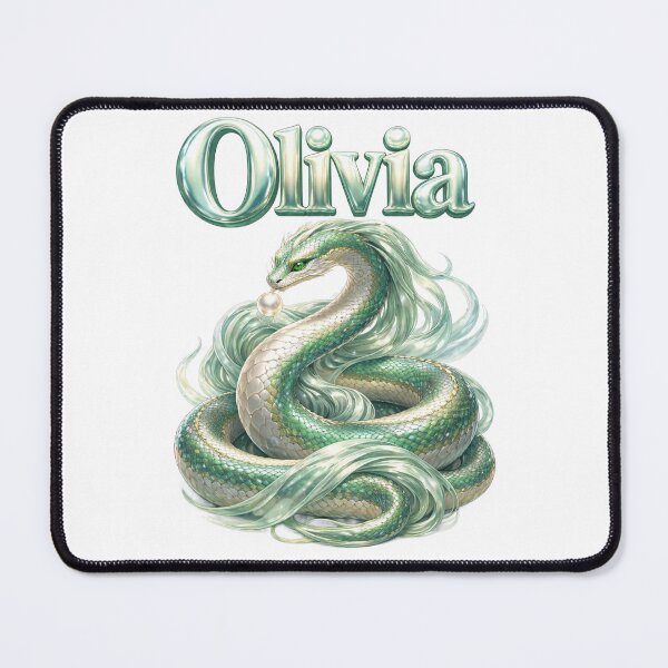Item preview, Olivia Snake Chinese Zodiac — Year of the Snake Eastern Horoscope Name Design | Elegant Mystic Art designed and sold by AlexLineArt.