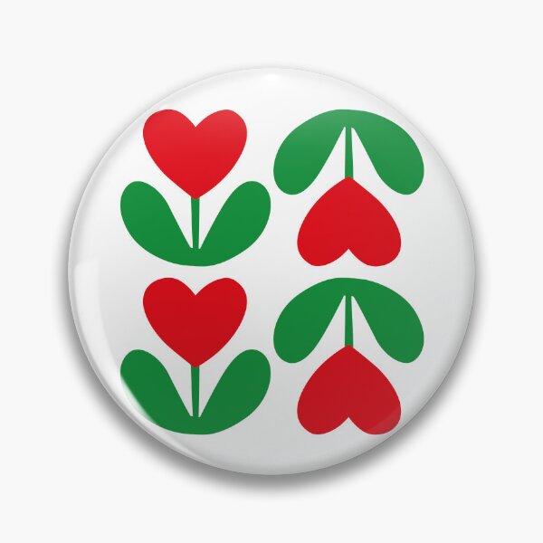 Item preview, Heart Blossoms Botanical Pattern - Red & Green Floral designed and sold by Vector Woofs.