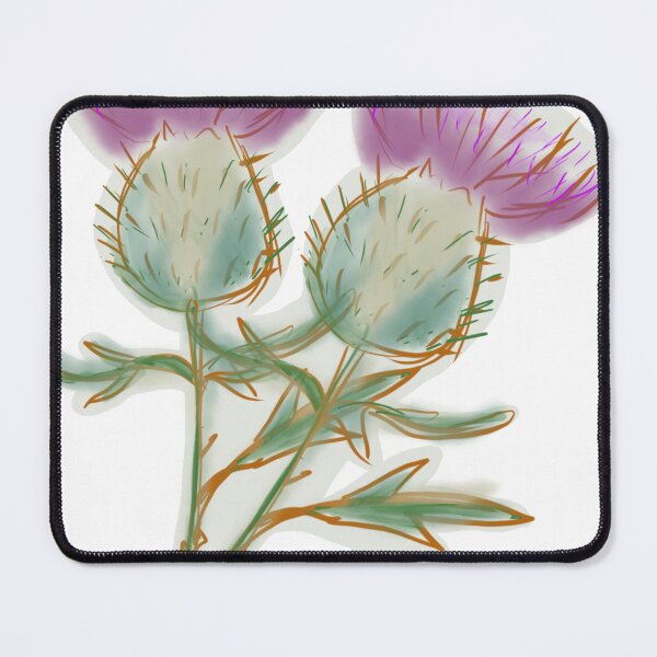 Item preview, Scotch Thistles rustic purple and green hand drawn botanical designed and sold by empressbat merch.