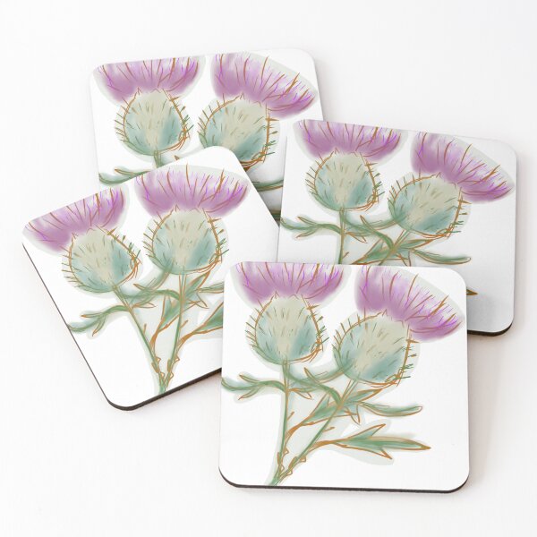 Artikelvorschau, Schottische Disteln, rustikales Lila und Grün, handgezeichnete botanische entworfen und verkauft von empressbat merch.