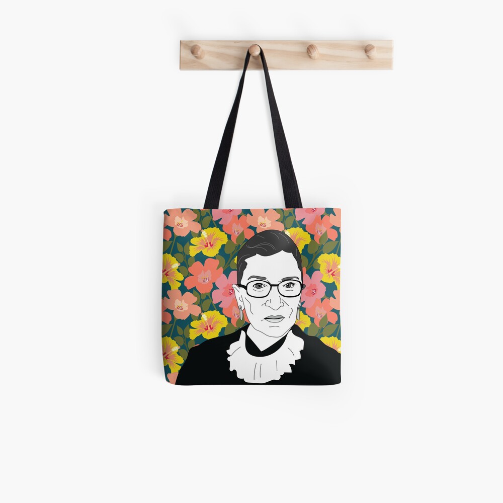 Ruth bader Ginsburg Floral Tote Bag