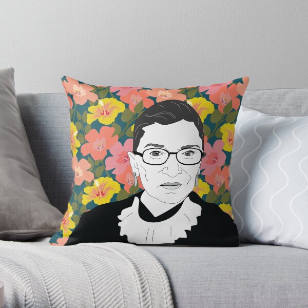 Ruth bader Ginsburg Floral Throw Pillow