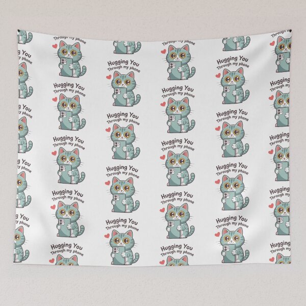 Item preview, Cute Cat Hugging You Through Phone designed and sold by MonkiFlipp.