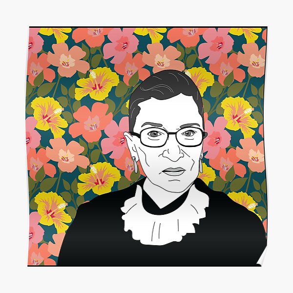 Ruth bader Ginsburg Floral Poster