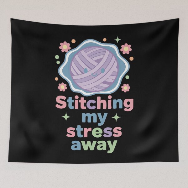 Item preview, Stitching My Stress Away Funny Crochet Lover designed and sold by LuminOrb.