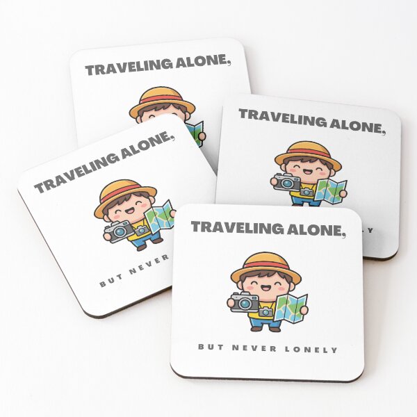 Item preview, Traveling Alone But Never Lonely Shirt – Cute Solo Travel Cartoon Design for Independent Travelers, Wanderers & Adventure Lovers designed and sold by ETcompany.