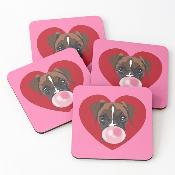 Item preview, Boxer Dog with Bubblegum Heart - Playful Pet Portrait designed and sold by Vector Woofs.