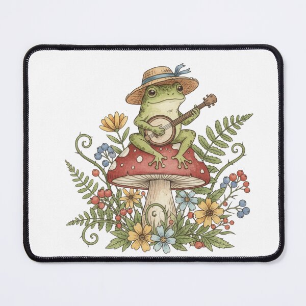 Item preview, Cute Cottagecore Frog Playing Banjo On Mushroom designed and sold by jira-22062549.