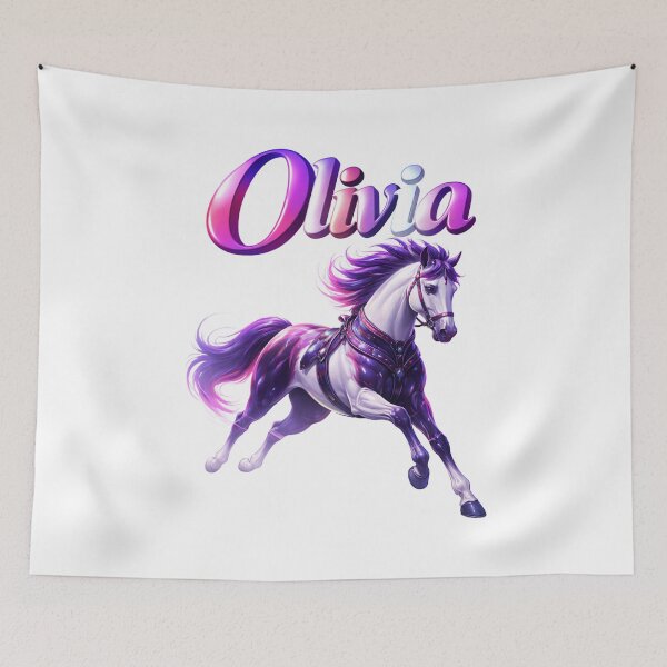 Item preview, Olivia Horse Chinese Zodiac — Year of the Horse Eastern Horoscope Name Design | Freedom Spirit Art designed and sold by AlexLineArt.