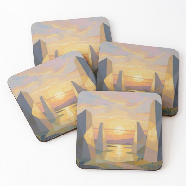 Item preview, Surreal Golden Hour – A dreamlike landscape with light poetry and floating forms in a warm glow designed and sold by FotoworldEdel.