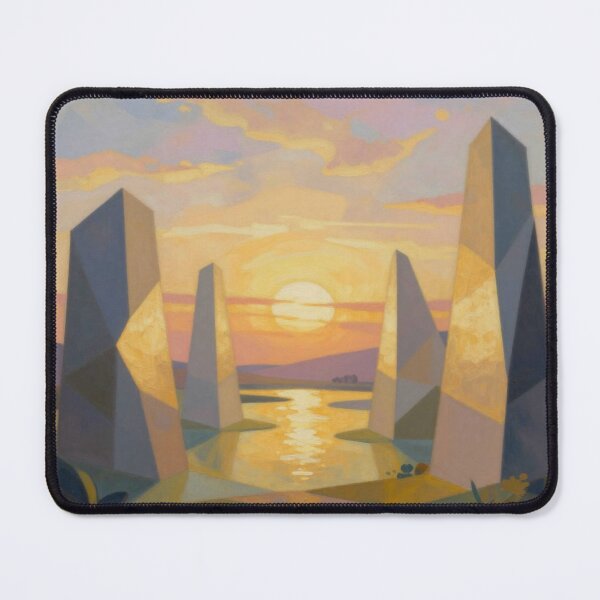 Item preview, Surreal Golden Hour – A dreamlike landscape with light poetry and floating forms in a warm glow designed and sold by FotoworldEdel.