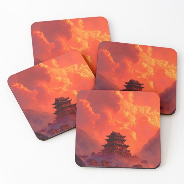 Item preview, Celestial Dragon Sky - Asian Fantasy Landscape with Dramatic Fire Clouds designed and sold by JackrabbitPub.