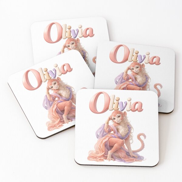 Item preview, Olivia Monkey Chinese Zodiac — Year of the Monkey Eastern Horoscope Name Design | Clever Spirit Art designed and sold by AlexLineArt.