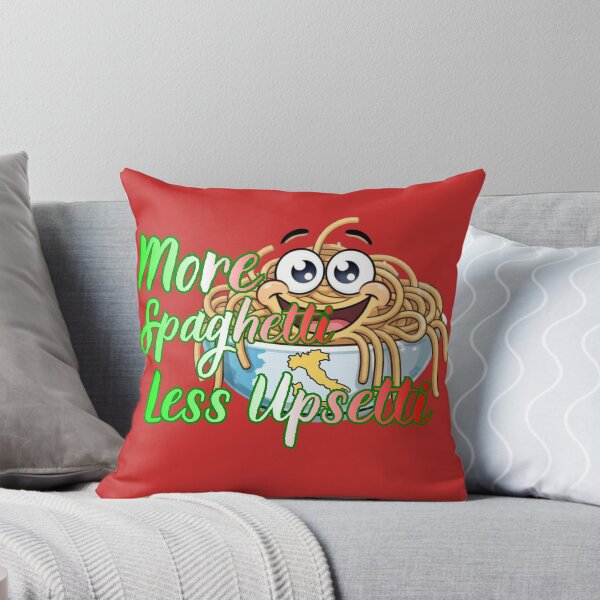 Item preview, More Spaghetti Less Upsetti. Fun graphic of cheerful spaghetti in bowl. designed and sold by Creative-Sanc.