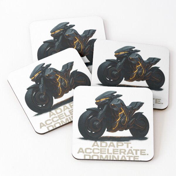 Item preview, Adapt. Accelerate. Dominate. – Battle-Ready Mech Bike Poster designed and sold by mbmstores.