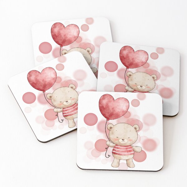 Item preview, Teddy Bear Holding a Heart-Shaped Balloon – Valentine Illustration designed and sold by iamKRUK.