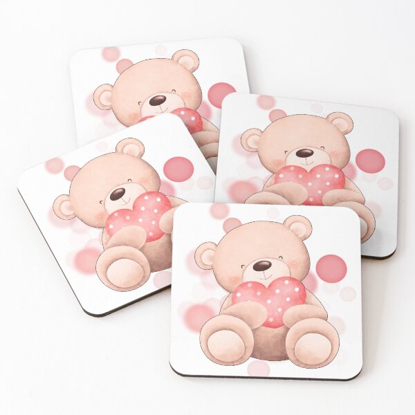 Item preview, Smiling Teddy Bear Holding a Heart – Valentine Illustration designed and sold by iamKRUK.