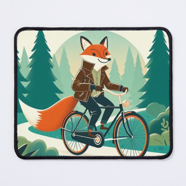 Item preview, Forest Ride – Stylish Fox on a Bicycle Illustration designed and sold by Dogandesighn.