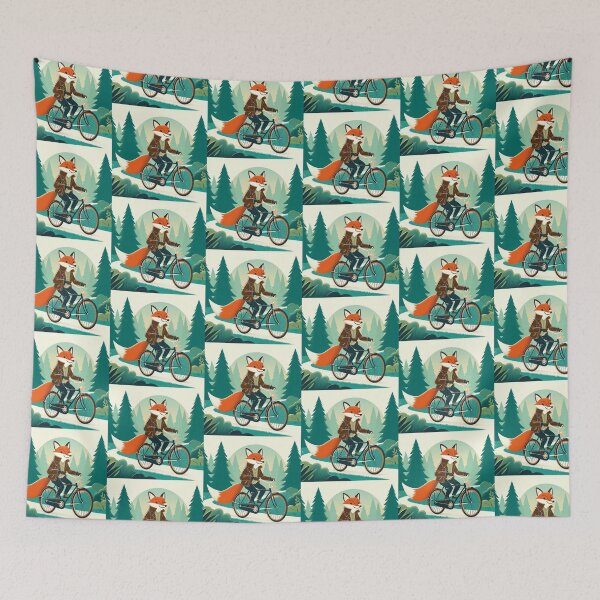 Item preview, Forest Ride – Stylish Fox on a Bicycle Illustration designed and sold by Dogandesighn.
