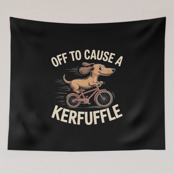 Item preview, Off to Cause A Kerfuffle Dachshund - This funny design is perfect for dachshund lovers and dog fans who adore playful humor, mischievous personalities, and charming canine character. designed and sold by ZyziowskyArt.