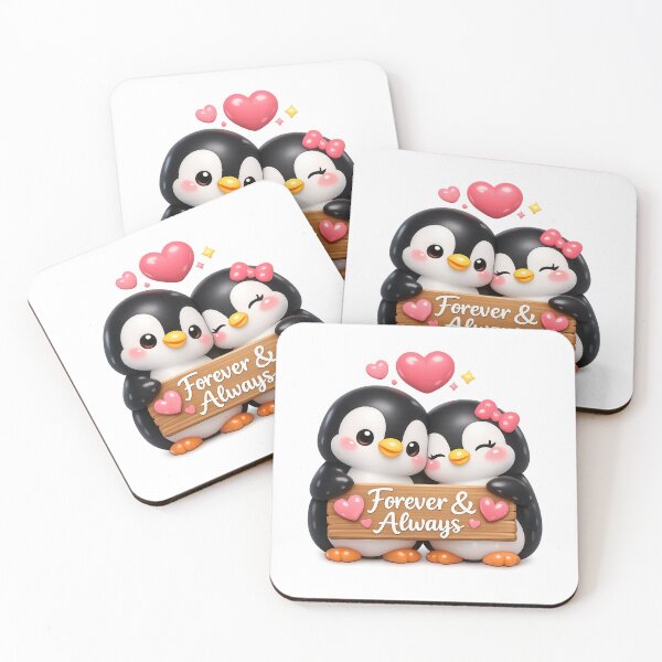 Item preview, Cute Forever & Always Penguin Couple | Kawaii Valentine's Day Art designed and sold by Moons Studio.