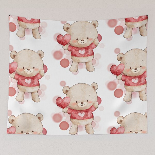 Item preview, Teddy Bear Holding a Small Heart - Valentine Illustration designed and sold by iamKRUK.