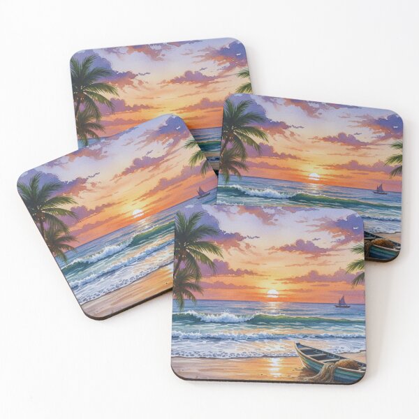 Item preview, Sunset Tropical palm Beach Paradise designed and sold by Fateh-Kro ⭐⭐⭐⭐⭐.
