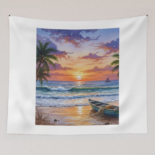 Item preview, Sunset Tropical palm Beach Paradise designed and sold by Fateh-Kro ⭐⭐⭐⭐⭐.