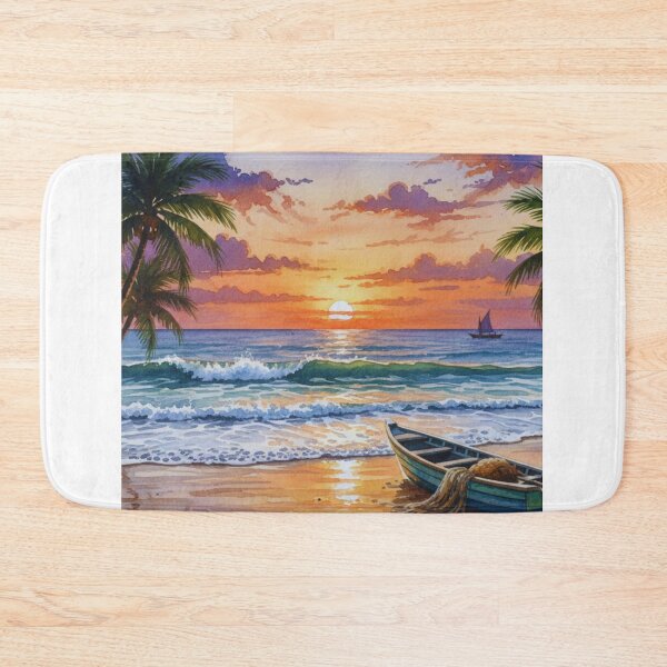 Item preview, Sunset Tropical palm Beach Paradise designed and sold by Fateh-Kro ⭐⭐⭐⭐⭐.