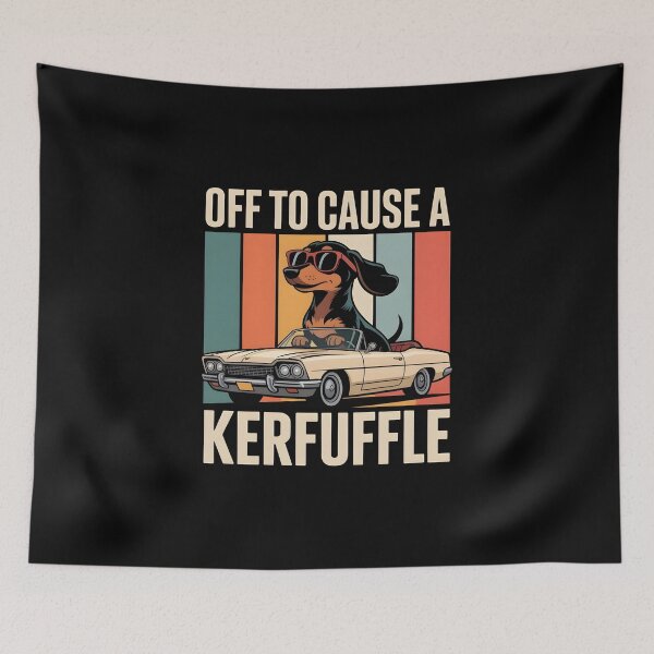 Item preview, Off to Cause A Kerfuffle Dachshund - This funny design is perfect for dachshund lovers and dog fans who adore playful humor, mischievous personalities, and charming canine character. designed and sold by ZyziowskyArt.