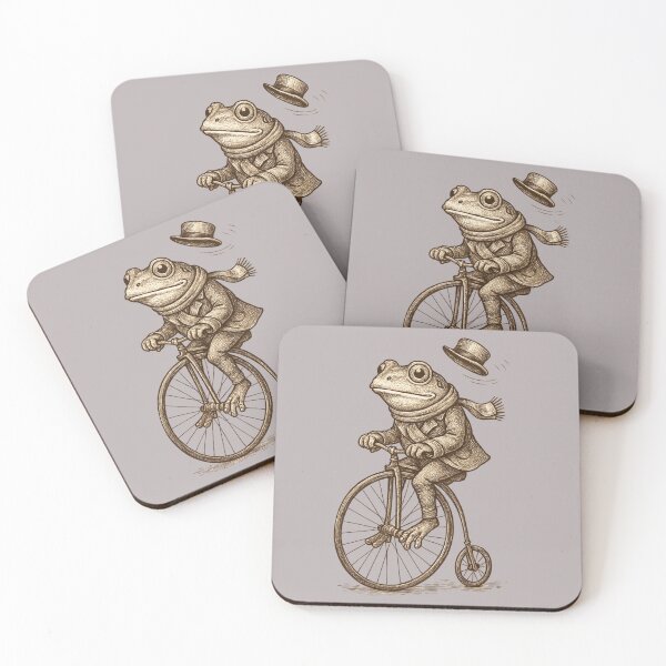Item preview, Vintage Frog Riding Bicycle Illustration | Whimsical Animal Art | Steampunk Frog Cyclist Design | Cottagecore Fantasy Graphic designed and sold by Golden Blaze Studio.