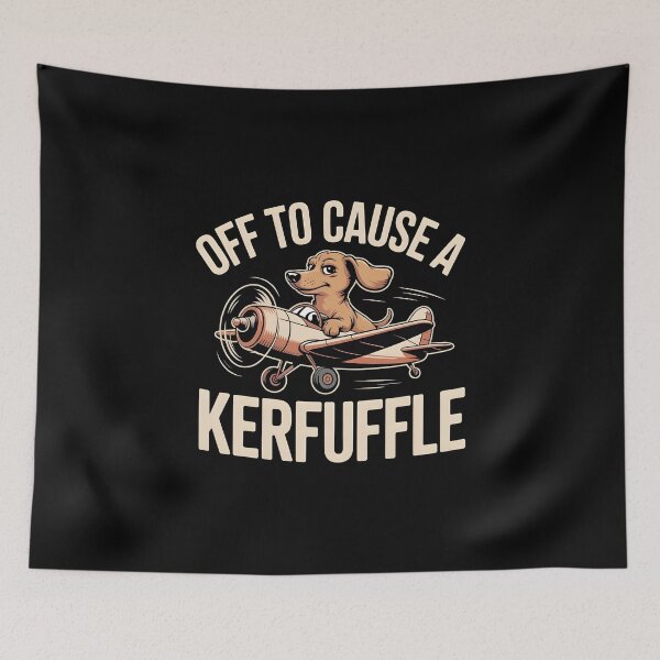 Item preview, Off to Cause A Kerfuffle Dachshund - This funny design is perfect for dachshund lovers and dog fans who adore playful humor, mischievous personalities, and charming canine character. designed and sold by ZyziowskyArt.