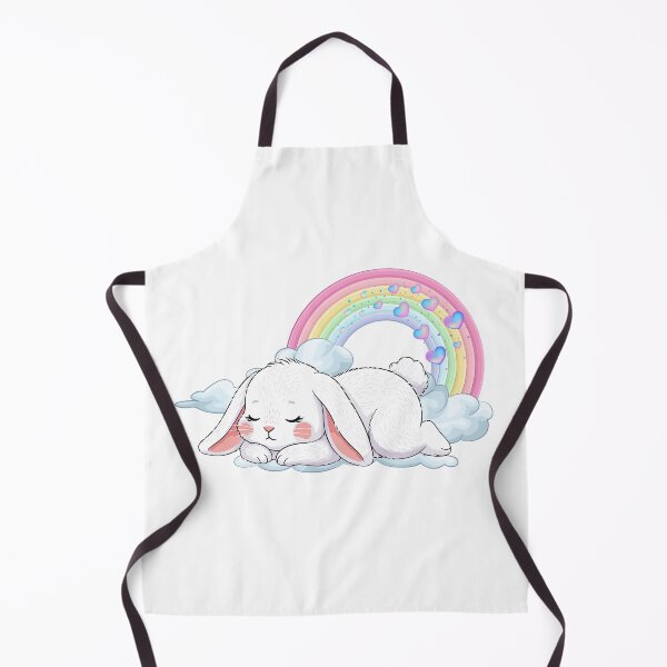 Item preview, Sleeping Bunny - White Rabbit Napping on a Cloud with Pastel Rainbow designed and sold by Love3Happy.