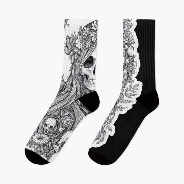 Item preview, Slavic Lady Midday Skull Floral Gothic Folklore Art designed and sold by Bone & Blade.