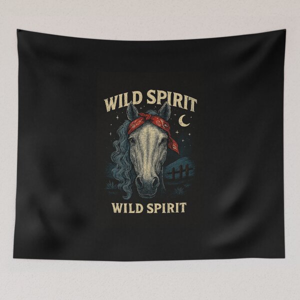 Item preview, Wild Spirit Horse – Red Bandana Western Animal Art on Black designed and sold by Youpiworld.