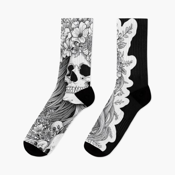 Item preview, Slavic Lady Midday Skull Floral Gothic Folklore Art designed and sold by Bone & Blade.